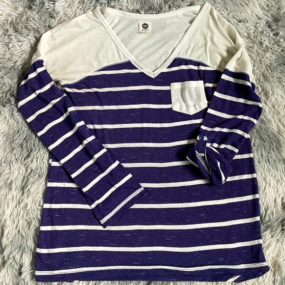 Roxy Tops - Roxy Striped Long Sleeve Top/Size Med
